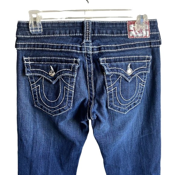 True Religion Disco Billy Big T Jeans Women's Size 28 Bootcut Dark Wash USA Made - Picture 6 of 14